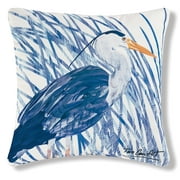 C&F Home Blue and White Heron Bird Coastal Tropical Beach Sea Life Printed Premium Indoor/Outdoor Pillow Patio Decor Decoration Accent Throw Pillow 18" x 18" Blue