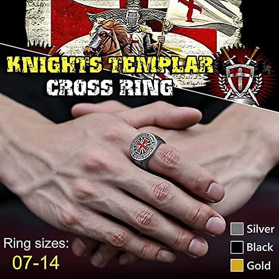 Knights Templar Rings For Men Stainless Steel Crusader Cross Biker Ring Walmart