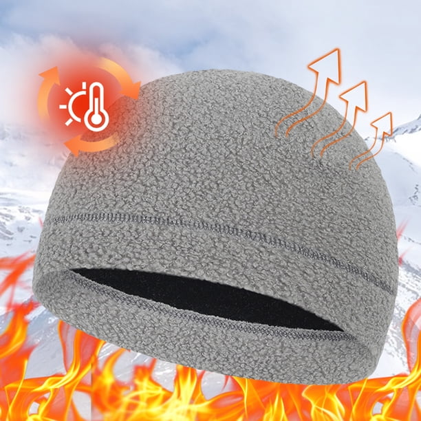 Gorro cálido de forro polar, gorro de calavera resistente al viento para hombres y mujeres (gris claro)