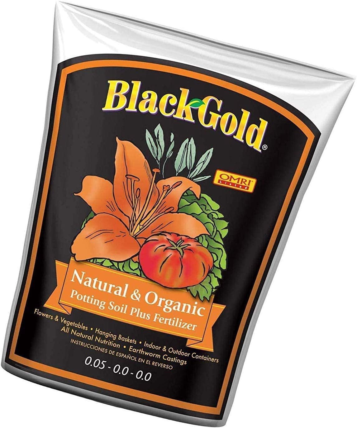 Sun Gro Black Gold Natural and Organic Potting Soil - Organic Garden Soil - 2 Cu Ft Bag — Indoor & Outdoor Container & Garden Use