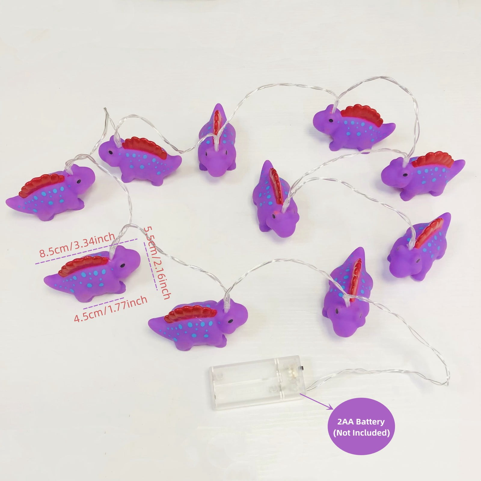 Sezrgiu Purple Stegosaurus Dinosaur LED Night Light Battery Operated Indoor Boys Girls Bedroom Decor