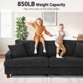 thumbnail image 2 of 87" Corduroy Sofa,3 Seater Sofa with Extra Deep Seats,Neche Comfy Upholstered Couch for Living Room,2 Pillows,Black, 2 of 10
