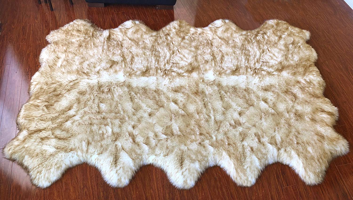 LAMBZY Faux Sheepskin Hypoallergenic Free Shape Silky Shag Rug, Luxury