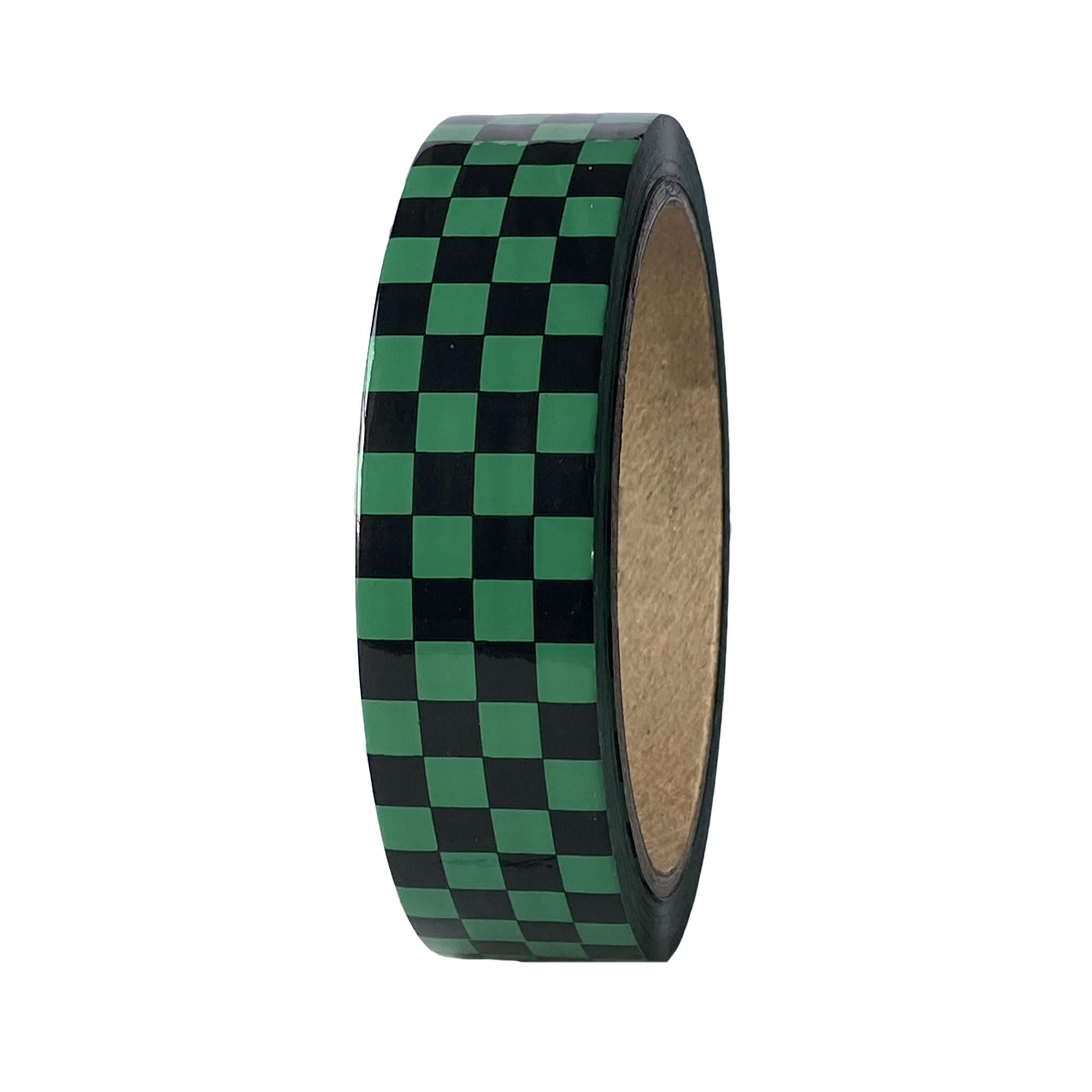 Laminated Checkerboard Outdoor Vinyl Tape 1" X 18 Yard Roll Green / Black (24 Roll / Case)
