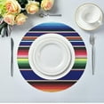 thumbnail image 5 of Coolnut Mexican Serape Blanket Stripes Colorful Round Placemats Durable Non-Slip Table Mat Heat and Stain Resistant Placemat for Kitchen Table Outdoor BBQ Activities(6PCS) Home Decor Gifts, 5 of 7