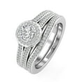 thumbnail image 3 of Certified 1.00ctw Diamond Halo Bridal Set Engagement Ring in 10k White Gold, 3 of 5