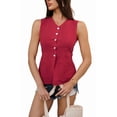 thumbnail image 3 of Deliqiba Summer Suit Vest for Women Business Casual Sleeveless Button Down V Neck Waistcoat Red M, 3 of 5