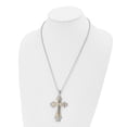 thumbnail image 3 of Two-Tone Cross Pendant Necklace in Gold and Silver Tone with Brushed and Polished Finish on Refined Beaded Chain for Modern Faith Jewelry and Elegant Spiritual Style, 3 of 5