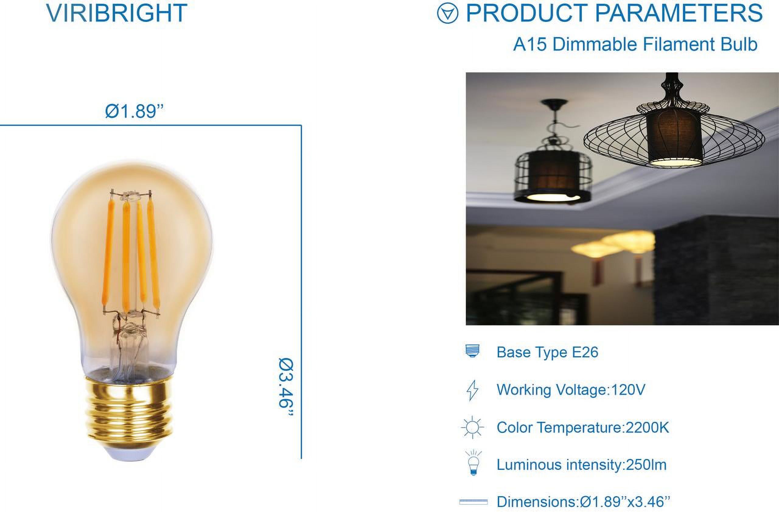 Great Value LED Ceiling Fan Bulb, 2.5-Watt (25W Eqv) A15 Shape E26 Base Amber Light, 2 Pack