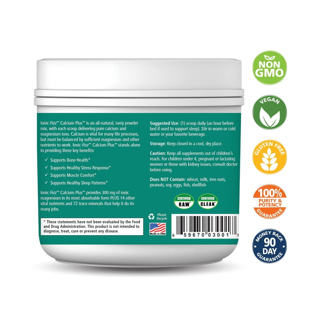 Ionic Fizz Calcium Plus by Pure Essence - Perfect Calcium/Magnesium Ratio with Vitamin A, B, C, D and Potassium Strong Bones - Mixed Berry - 7.41 oz