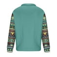 thumbnail image 4 of Lovskoo Ethnic Sweatshirts for Men Trendy Casual Sports Stand Collar Button Patchwork Print Long Sleeve Pullover Sweatshirt Blouse Mint Green, 4 of 4