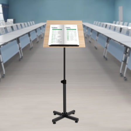 Lectern Podium Stand, Height Adjustable Laptop Table, Portable Presentation Standing for Classroom, Office, Church, Tilting Desktop with Edge Stopper