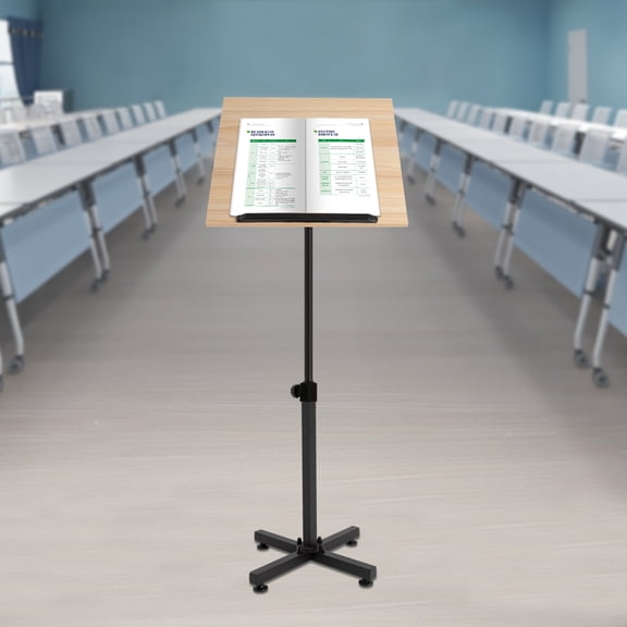 Lectern Podium Stand, Height Adjustable Laptop Table, Portable Presentation Standing for Classroom, Office, Church, Tilting Desktop with Edge Stopper