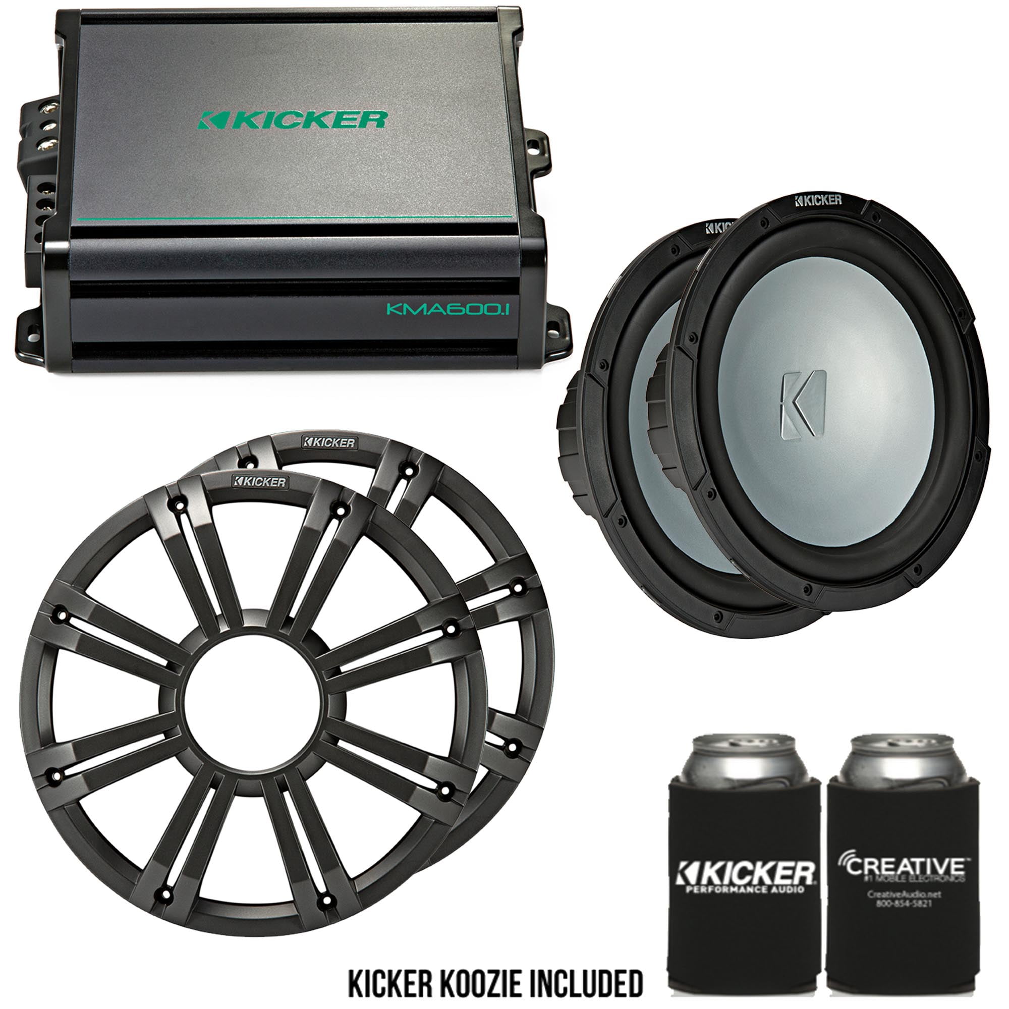 LED Marine Subwoofers in Charcoal 