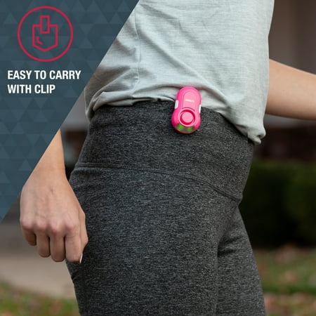 SABRE 2-in-1 Clip-on Personal Alarm with LED Safety Light, Pink, Solid Print, 0.15 lb