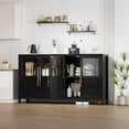 thumbnail image 4 of Studyset 55" Large Buffet Sideboard Cabinet with 4 Glass Doors and Shelves,Wood Cabinet Sideboard with Storage Modern Farmhouse Storage Cabinet Table for Kitchen Dining Room, Living Room, Hallway, 4 of 8