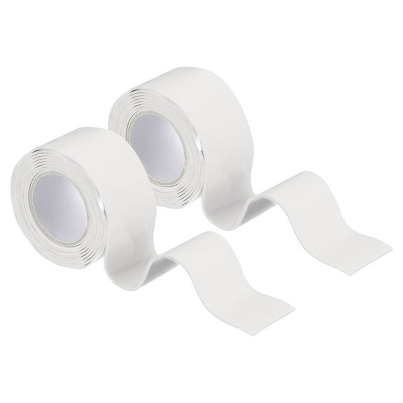 2 Pcs Self Fusing Silicone Tape, 1" x 3ft Silicone Sealing Tape for Handles Plumb Hose Pipe Leaks, White (0.5mm Thick)
