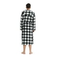 thumbnail image 4 of VULCANODON Mens Robe with Hood, Fleece Bathrobe Plush Robes for Men（Buffalo Plaid-White，Small-Medium）, 4 of 6
