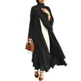 thumbnail image 2 of HGYCPP Women Muslim Long Sleeve Flowy Maxi Cardigan Islamic Open Front Kimono Abaya Robe Turkey Kaftan Solid Color Belted Loose Dubai Cover Up Dress, 2 of 17