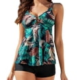 thumbnail image 1 of Traje de baño tankini para mujer floral de dos piezas traje de baño sin mangas con pantalones cortos, 1 of 5