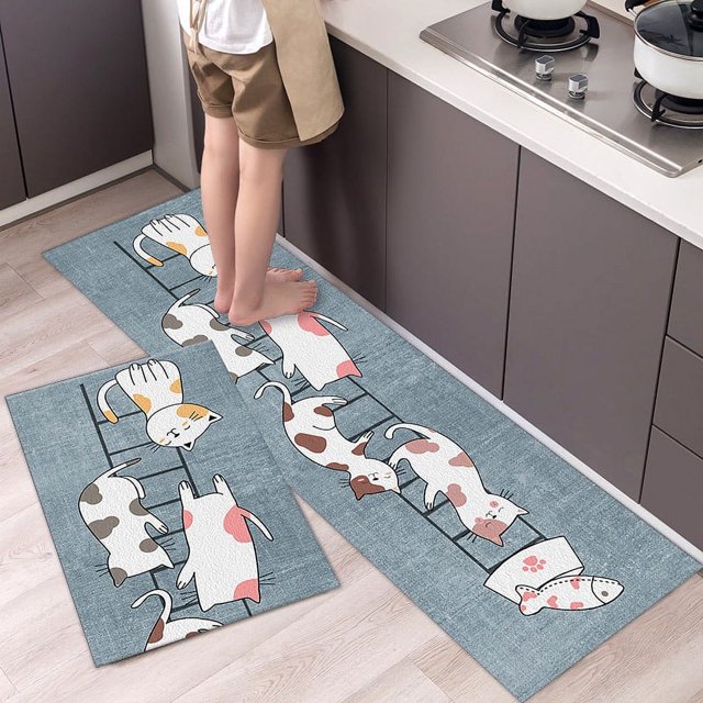 Alfombra de piso de dibujos animados Alfombra de cocina Alfombra de baño simple Alfombra de pie absorbente para el hogar Alfombra de puerta de entrada Sensaciones avanzadas Fácil de cuidar