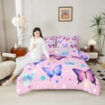 thumbnail image 4 of Castle Fairy Flying Butterfly 3 Pieces Queen Comforter Set for Teens Girls Boys Children,Stars Print Ultra Soft Bedding Sets,Dreamy Princess Bedding Comforter Set,Lightweight Room Decor, 4 of 8