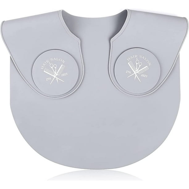 Collar de tinte para el cabello de salón gris, collar de tinte para el cabello de barbero con diseño de cierre impermeable, chal de corte de cabello de silicona envoltura de cuello de goma peluquería