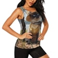 thumbnail image 2 of Fotbe Cat In Sun Hat Blusas Sin Mangas para Mujer – Estilo Casual, Corte Suelto, Slim-Fit, Cuello Redondo Deportivo, Tops de Verano para Gimnasio y Yoga-Large, 2 of 7