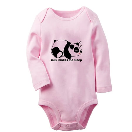 

iDzn® Milk Makes Me Sleep Funny Rompers Newborn Baby Unisex Bodysuits Infant Animal Panda Graphic Jumpsuits Toddler Kids Long Sleeve Oufits (Pink 0-6 Months)