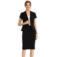 thumbnail image 1 of Conjunto de traje de negocios Allegra K para mujer Chaqueta manga corta Falda lápiz Negro XL, 1 of 6
