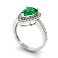 thumbnail image 2 of Halo Engagement Ring for Women - 2.36ct Simulated Emerald in 18K White Gold Promise Ring, 2 of 6