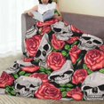 thumbnail image 6 of Fuzoiu Skull and Roses Print Ultra-Soft Micro Fleece Blanket,All Seasons Flannel Throw, Lightweight Blanket for Bed, Sofa, Couch, Movie Night, Camping, and Travel-60"x50", 6 of 7