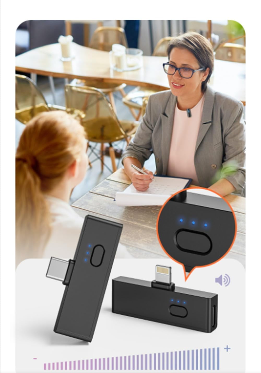 KOMI Wireless Lavalier Microphone,Clip on Lapel Lavalier Mini Microphone with Charging Case,for iPhone,Android, Video Recording,Live Streaming,Sound card,singing,microphone sound card,etc