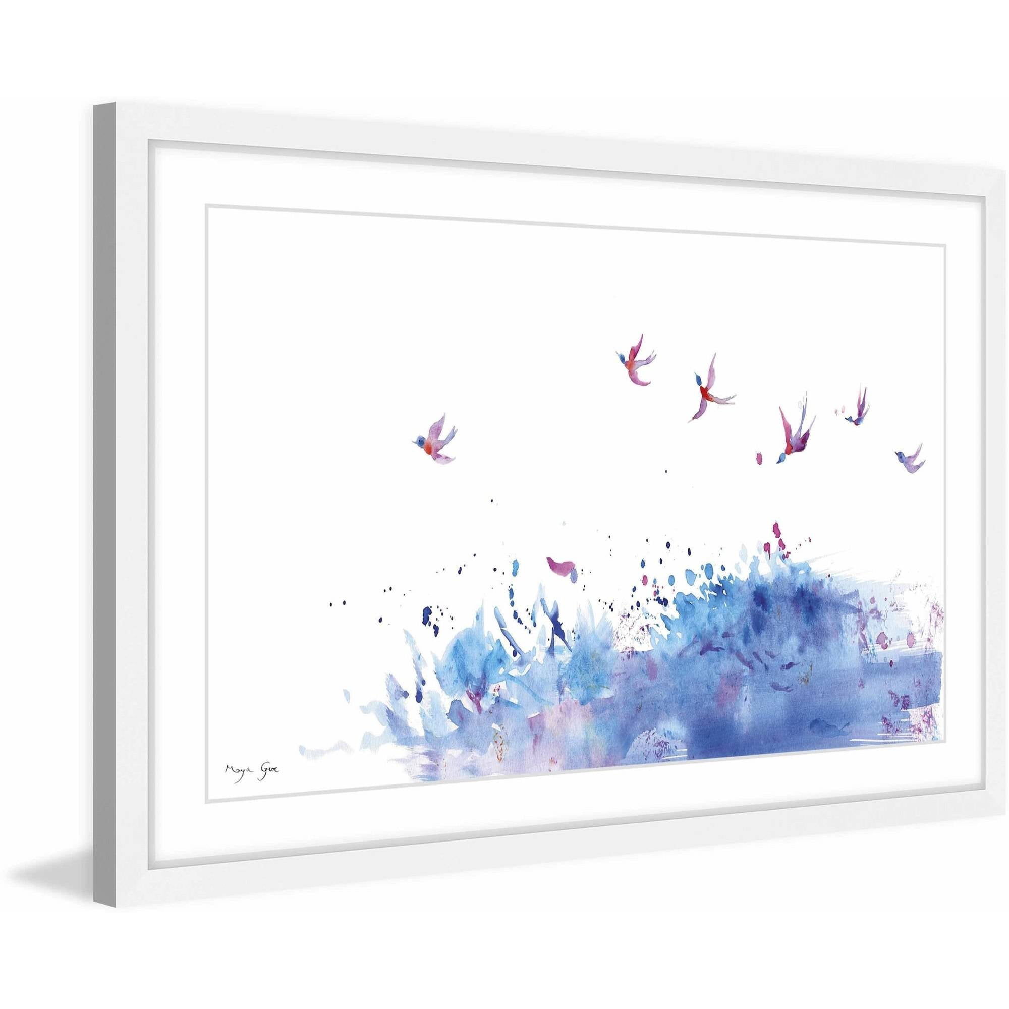 Marmont Hill "Birds Flying over Sea" by Maya Gur Framed Painting Print
