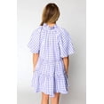 thumbnail image 3 of Women's Lavendula Plaid Ruffle Wide Short Sleeve Babydoll Mini Dress - [ZhiHiMeRi] | (US 12-14)L, 3 of 12