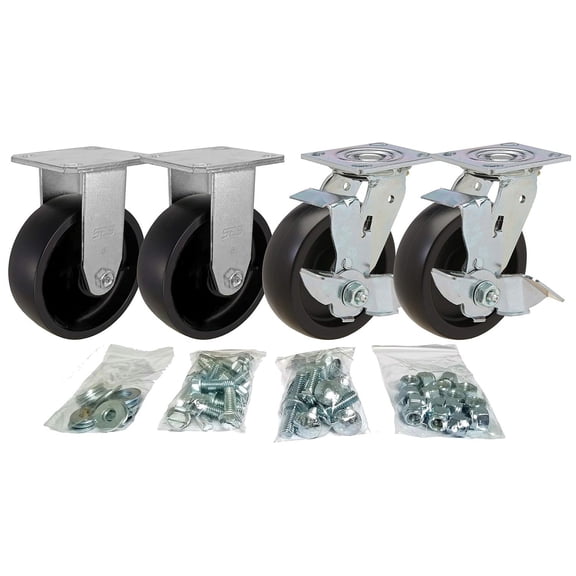 Toolbox Caster Set | 5" for Greenlee, Knaack and Other Job Boxes | All Mounting Hardware Included