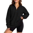 thumbnail image 5 of 1/4 Zip Pullover Women Sweatshirt Autumn Winter Top Casual Long Sleeved Shirt Sport Gym Running Wear Loose Fit Fall Basic Soft Pullover Jumper Tops, 5 of 9