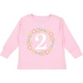 thumbnail image 3 of Inktastic 2nd Birthday Rose Wreath 2 Year Old Girl Girls Long Sleeve Toddler T-Shirt, 3 of 5