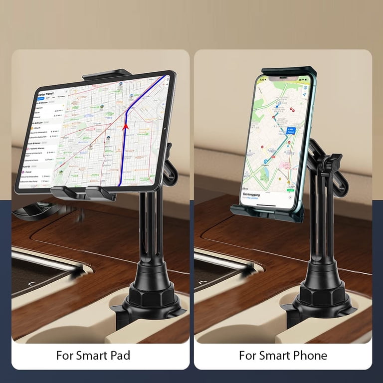 TECOTEC Universal 2-in-1 Car Cup Holder Tablet Mount - Adjustable 9" Neck For Phones & Tablets Up To 12.9"