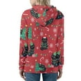 thumbnail image 2 of DISNIMO Christmas Hoodies for Women Cat Snowflake Printed Hooded Sweatshirts Zip Up Jacket Coat with Pockets, L, 2 of 5