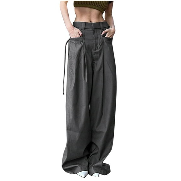 Womens Mid Waist Cargo Pant Elastic Waist Ruched Hiking Pants Multiple Pockets Hippie Y2K Cargo Pants Lounge Pant