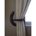thumbnail image 4 of Rustic Horseshoe Curtain Rod Holders and Curtain Tie Back - Perfect Curtain Hangers for Windows and Sliding Doors - Natural Metal, 4 of 8