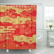 KSADK Japan Pattern of Beautiful Japanese New Year Kimono Shower Curtain Bathroom Curtain 60x72 inch