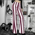 thumbnail image 4 of Fesfesfes Women Casual Pants Fashion Striped Printed High Waist Flare Pants, 4 of 9