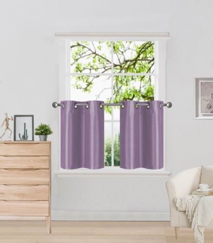 Solid Window Treatment Short Semi-Sheer Grommet Curtain Panels N29 30"X24" 1 SET 