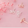 thumbnail image 2 of QQTDFG TINY Infinite Infinity 925 Sterling Silver Stud Post Earrings A1319-Rose Gold, 2 of 7