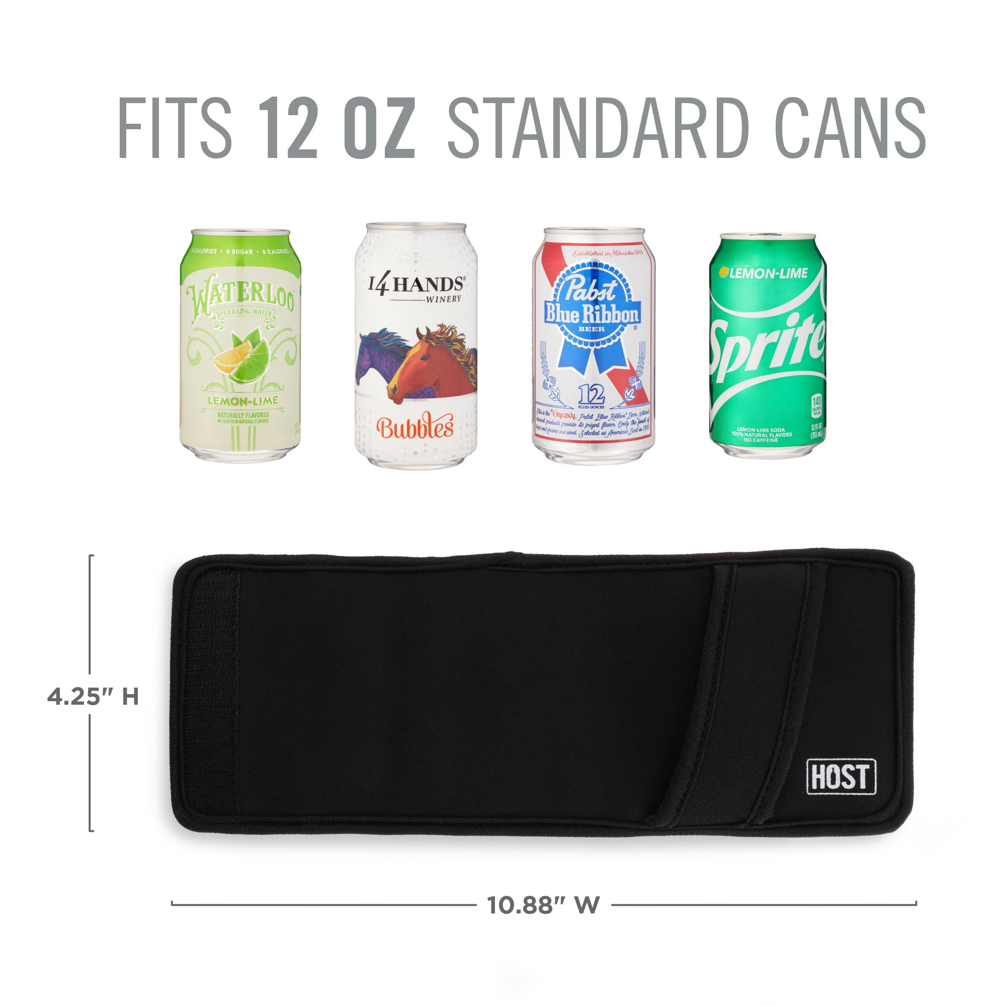 Host Insta-Chill Standard Can Sleeve for Beer, Soda, Seltzer, Juice, Black