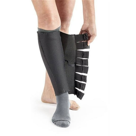 Sigvaris COOLFLEX No Foot Below Knee Inelastic Compression Garment Left Black Medium/Large Tall