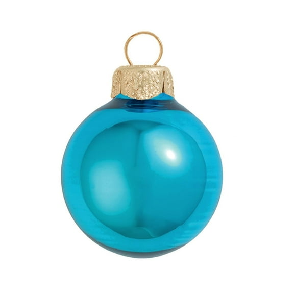 Whitehurst Shiny Finish Glass Christmas Ball Ornament - 7" (180mm) - Teal Blue