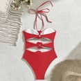 thumbnail image 6 of Guluxicc Cut Out One Piece Swimsuit for Women Halter Neck Lace Up Tie Front Solid Color Bathing Suit for Summer Beach Holiday Swimwear, 6 of 6